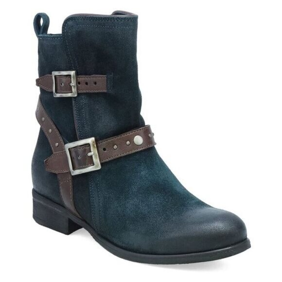 Miz Mooz Sammie Indigo Blue Buckle Ankle Boots Size 38 7.5-8 M - Picture 1 of 11